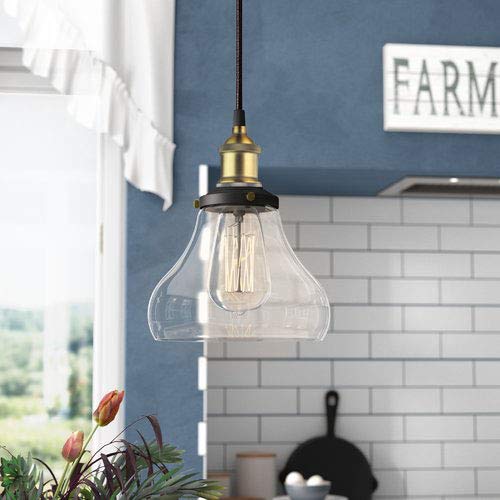 Juno Track Lighting Pendant Light - Handmade Traditional Glass Shade with Single Bulb | Modern Ceiling Lighting for Kitchen, Dining Room & Living Room