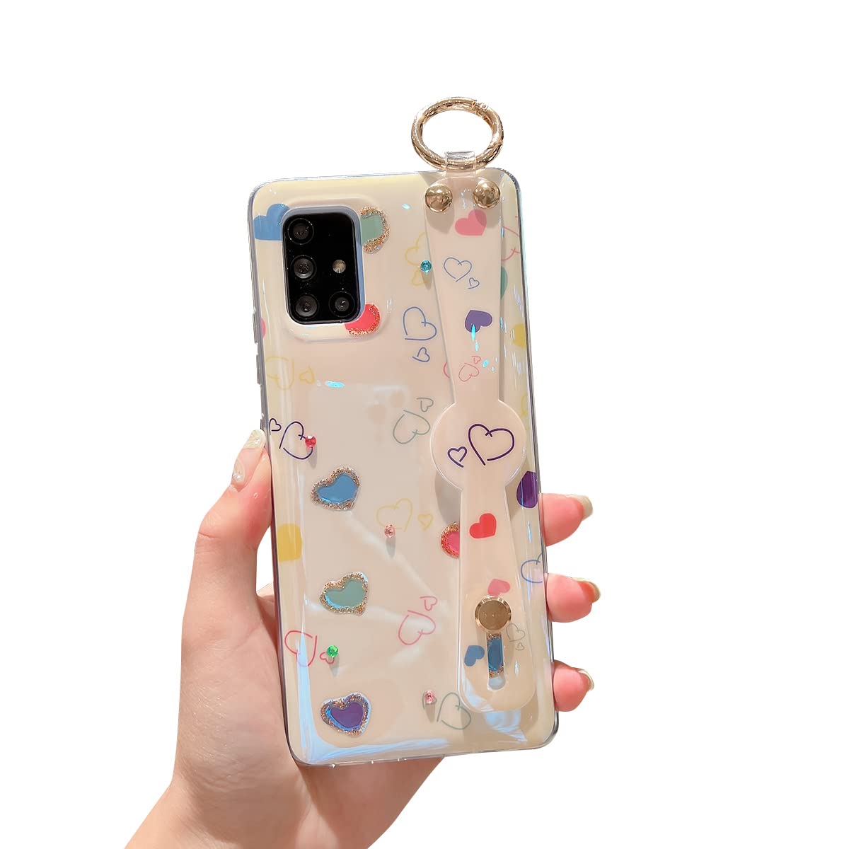 Samsung Galaxy A71 5G Case - Cute Glitter Bling Cartoon Design with Wrist Strap & Kickstand | Shockproof TPU Soft Protective Phone Cover for Women & Girls | Perfect for Daily Use, Work & Travel