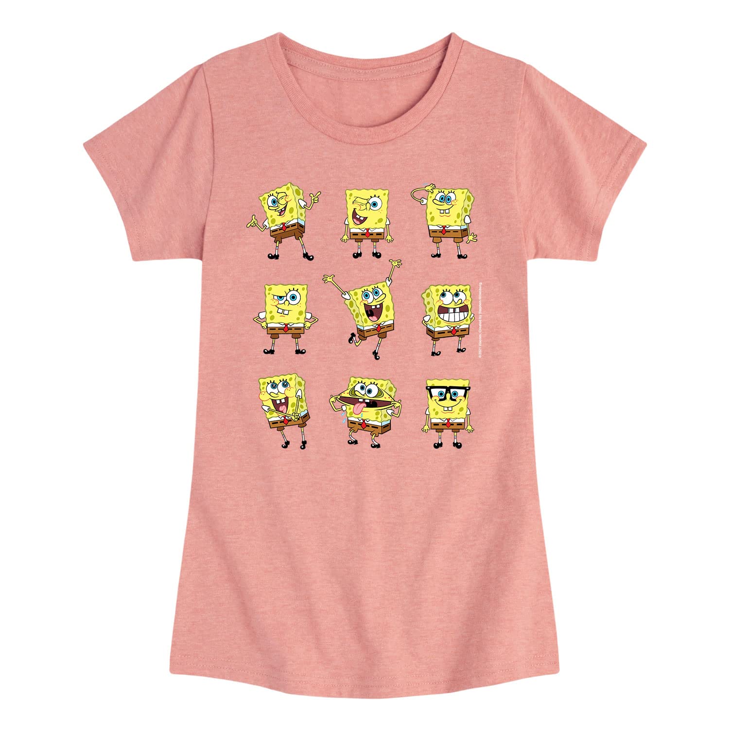 Spongebob Squarepants Girls Short Sleeve T-Shirt - Cartoon Graphic Tee for Kids - Soft Cotton Casual Top for School, Play & Everyday Wear