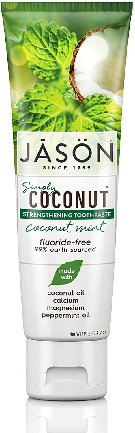 JASON Natural Body Wash & Shower Gel - Calming Lavender Scent, 30 Oz | Simply Coconut Strengthening Fluoride-Free Toothpaste - Coconut Mint Flavor, 4.2 Oz | Organic Bath & Body Care for Relaxation & Oral Hygiene