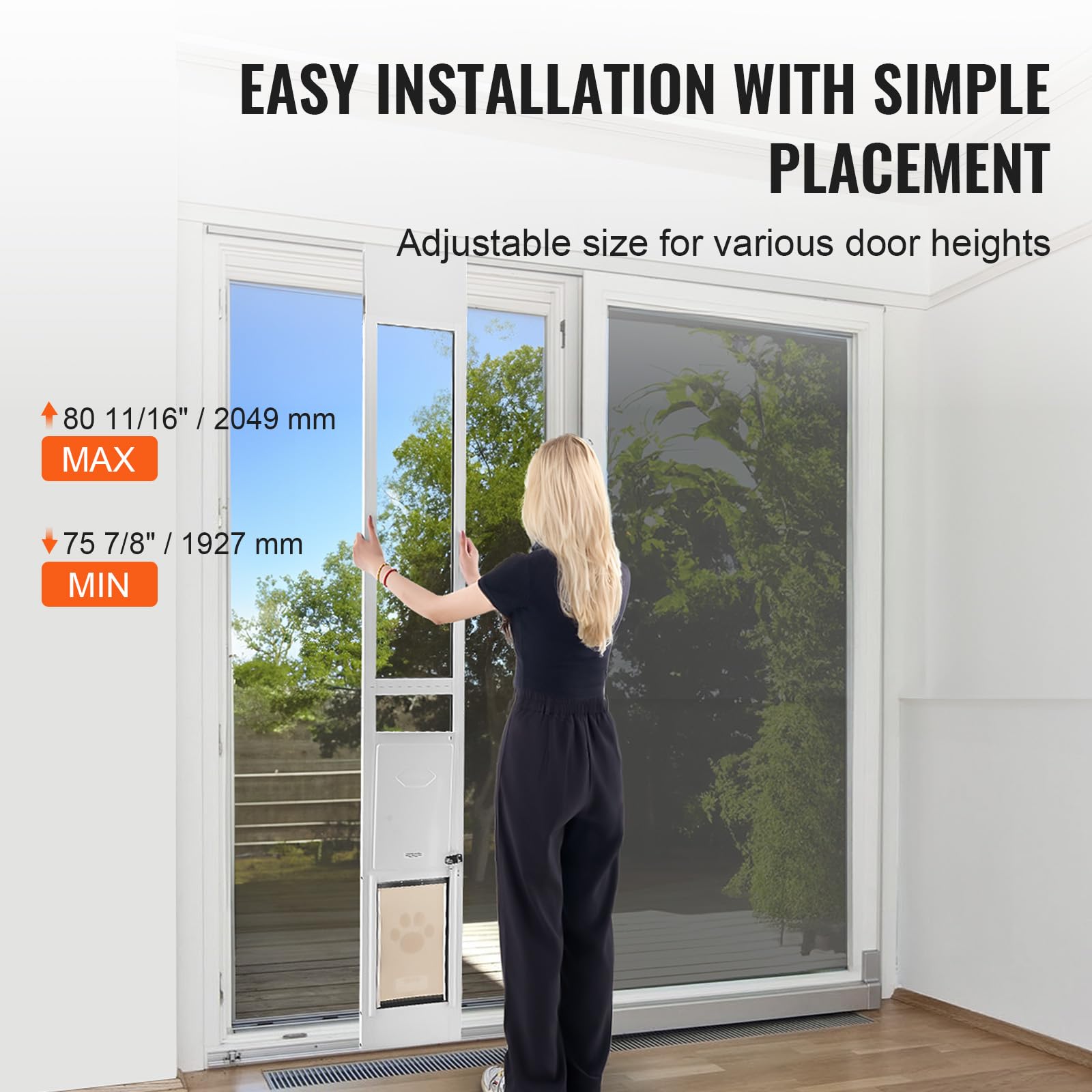 VEVOR Adjustable Dog Door for Sliding Glass Doors - 75 7/8
