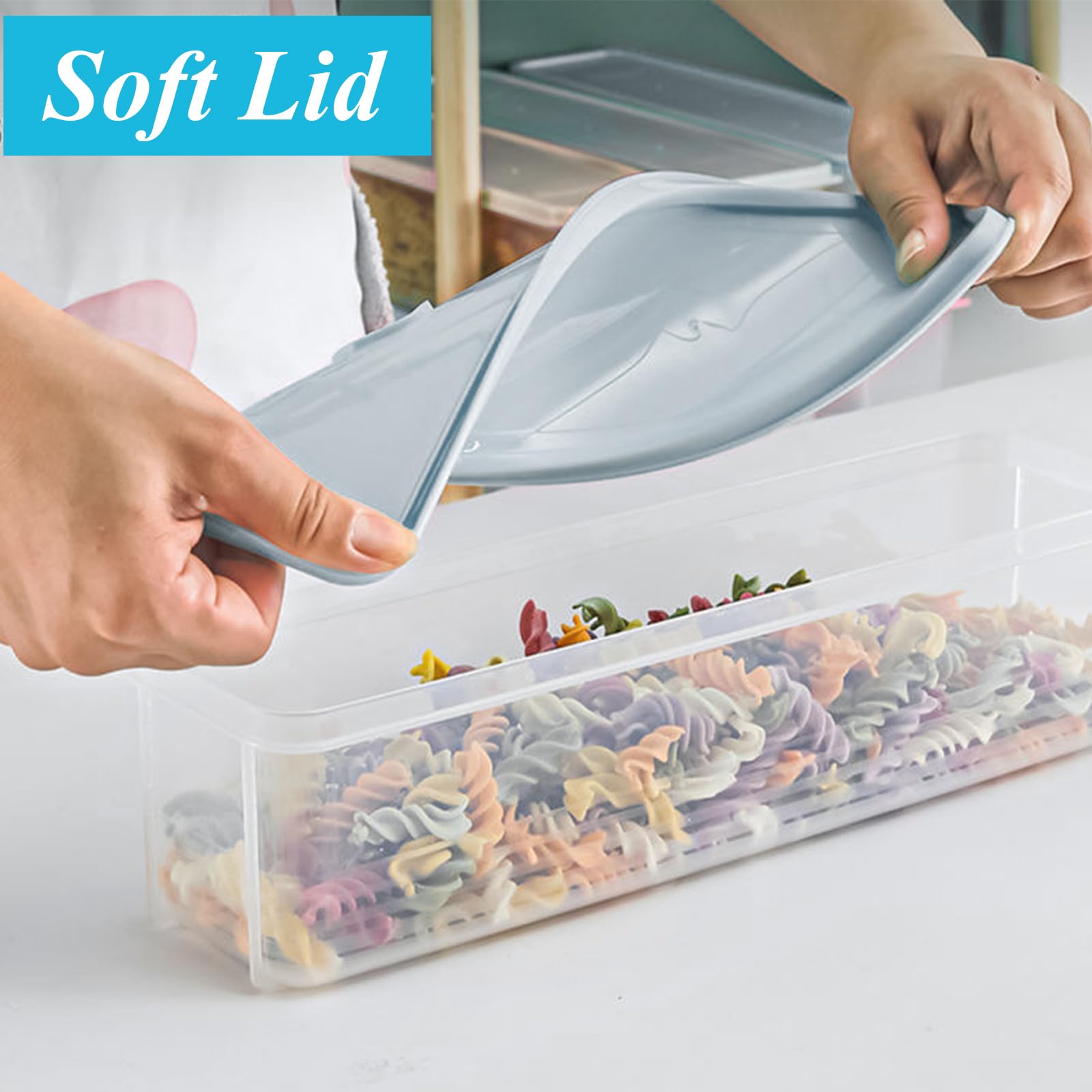 CYEAH 8-Piece Airtight Pasta Storage Containers Set with Lids - BPA-Free Spaghetti Noodle Holder, Rectangular Chopstick Organizer & Sealed Food Canisters for Kitchen Pantry & Refrigerator (3