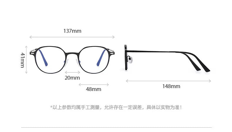 CCspace Women's Full Rim Round Alloy Eyeglasses with Clip-On Sunglasses - Stylish Prescription Glasses & UV Protection Shades for Work, Driving, and Outdoor Activities (Model 302078)