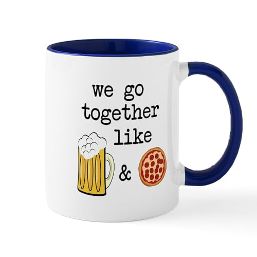 White/Navy Inside - Beer And Pizza Mugs