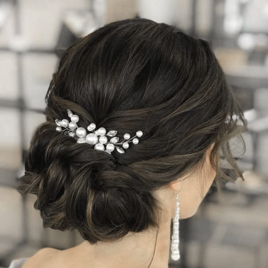 Elegant Pearl & Rhinestone Bridal Hair Comb - Silver Crystal Wedding Hair Clip for Women & Girls | Perfect for Brides, Prom, Pageants & Special Occasions