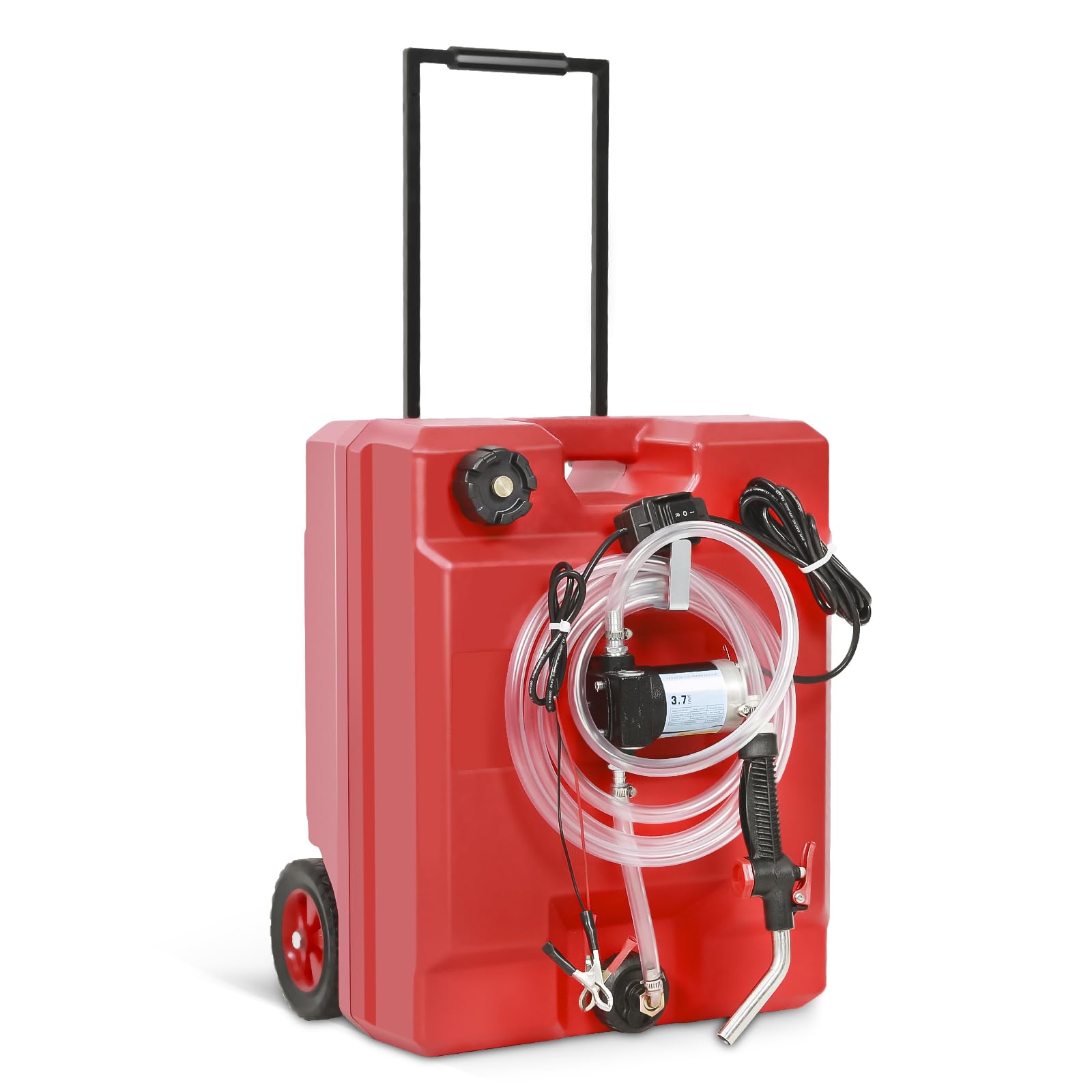 13 Gallon Portable Fuel Caddy Tank with 12V DC Electric Pump - Gasoline, Diesel & Kerosene Transfer - Switch Control, Telescopic Handle & Wheels - Ideal for Construction Sites, Farms, Emergency Fuel Storage & Vehicle Refueling