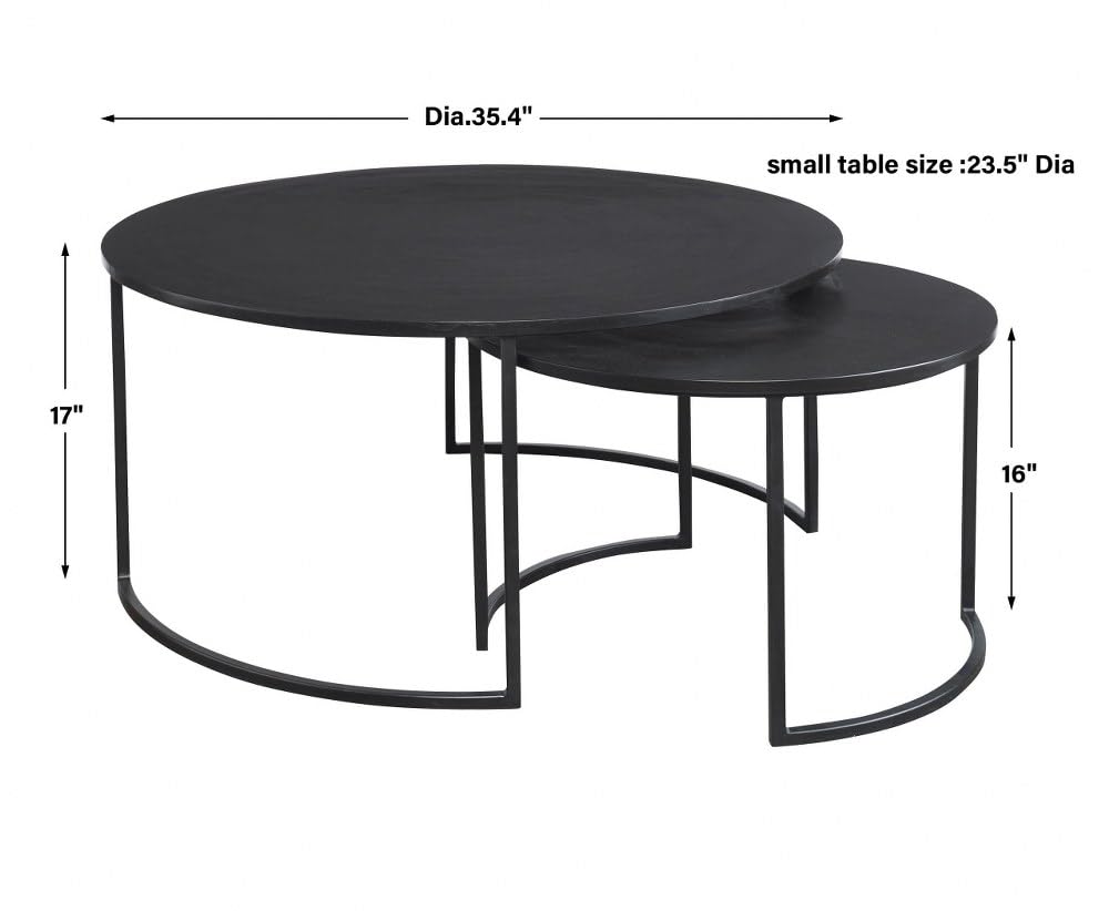 Modern Nesting Coffee Table Set of 2 - 35.4 Inch Contemporary Side Tables for Living Room, Office & Small Spaces - Barnette