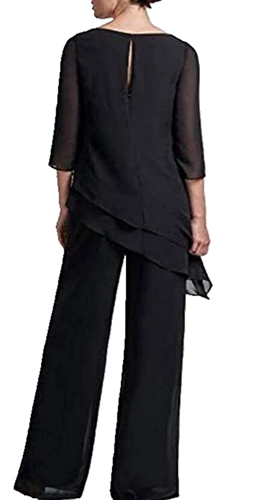 2-Piece Chiffon Mother of the Bride Pantsuit Dress for Women - Elegant Wedding Guest Outfit for Special Occasions & Formal Events