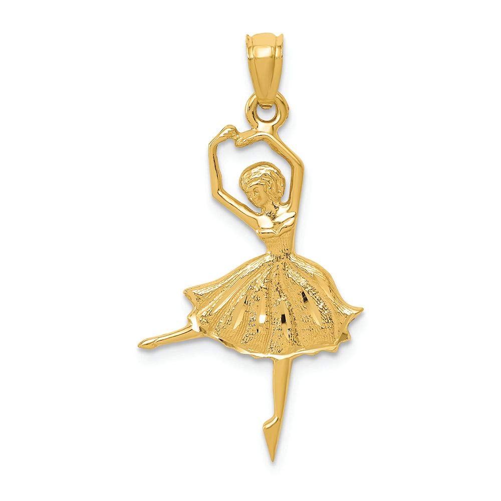 14K Yellow Gold Dancing Ballerina Charm Pendant - Elegant Ballet Jewelry Gift for Women - Perfect for Necklaces, Bracelets & Special Occasions