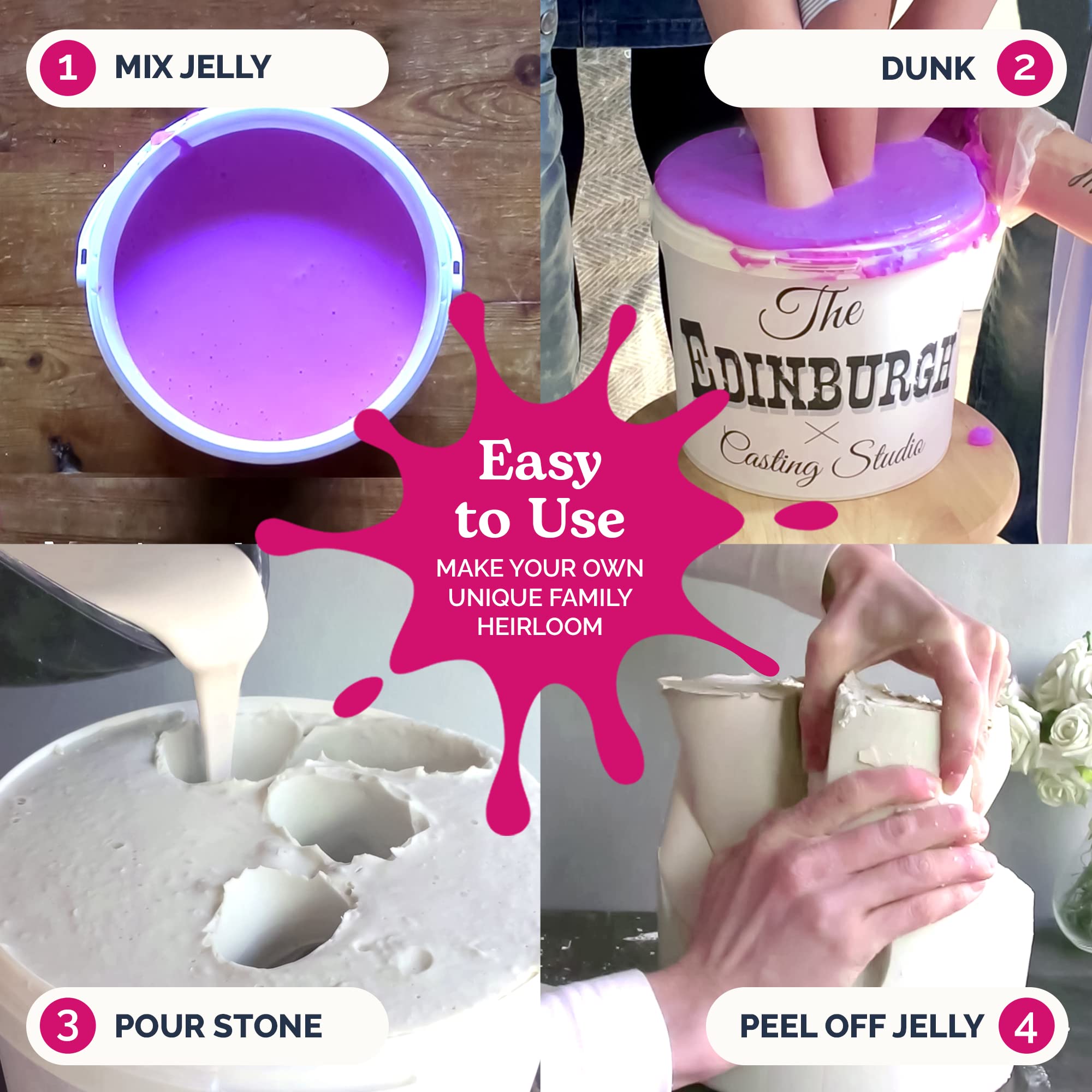 Edinburgh Casting Studio - DIY Hand Casting Kit for Family Memories, Complete Set with Refill Bundle - Perfect for Baby Handprint, Couple Keepsakes & Anniversary Gifts