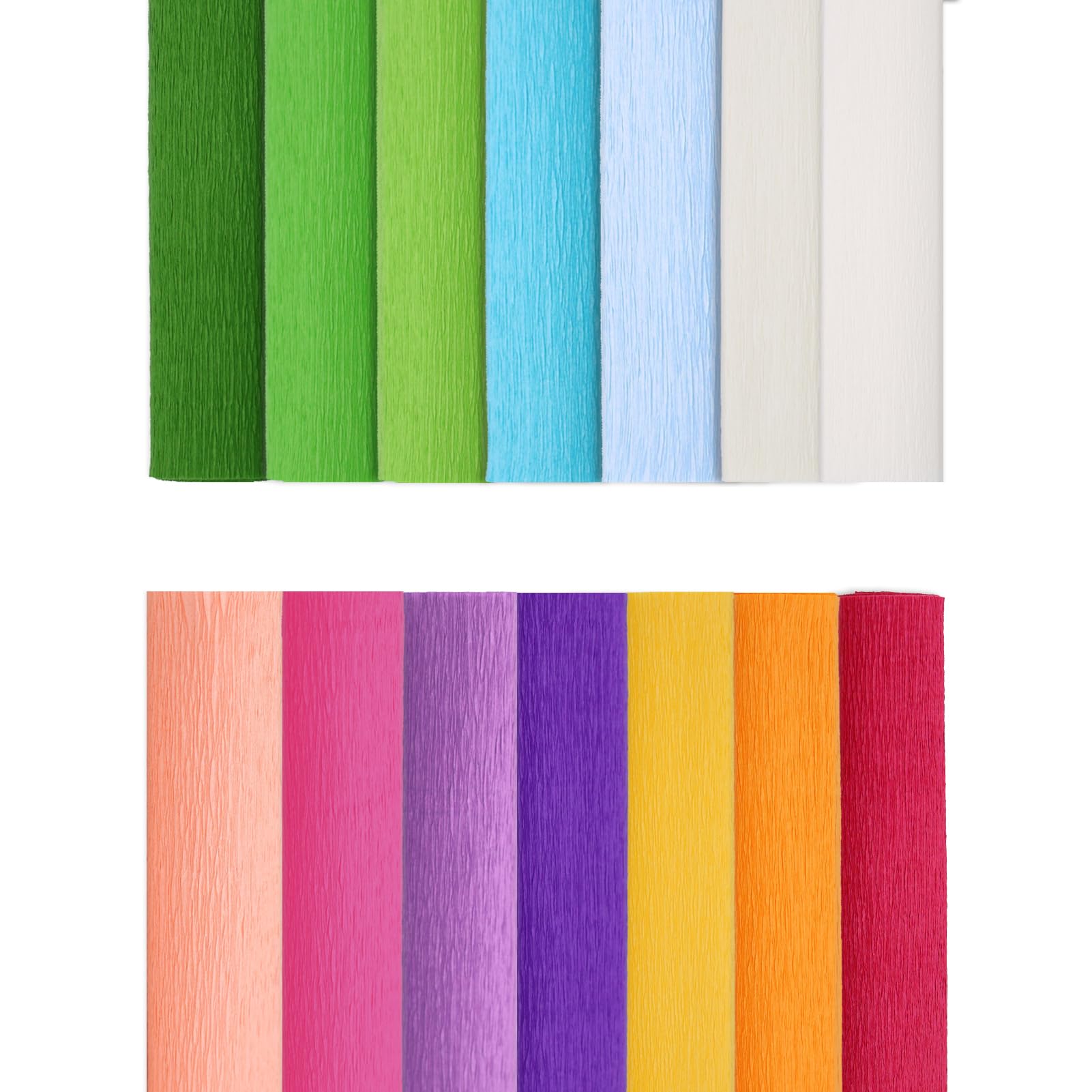 14 Colors Crepe Paper for DIY Flowers & Crafts - 9.8 x 98 Inch Wide Crepe Paper Rolls for Gift Wrapping, Party Decorations, Weddings, Birthdays & Festive Events - Perfect for Paper Flower Making, Scrapbooking & Home Decor