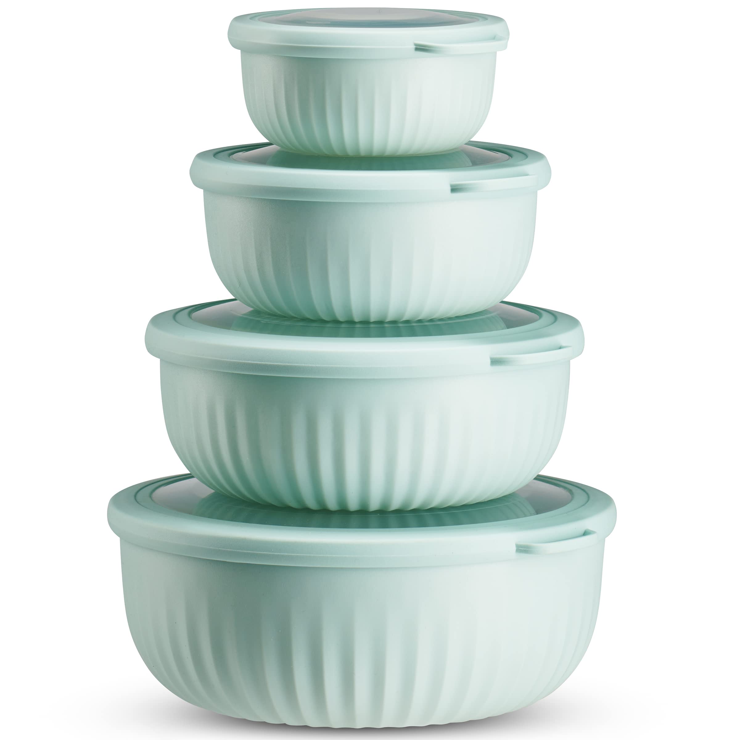 8-Piece Plastic Food Storage Containers with Lids - Airtight Mixing & Meal Prep Bowls Set for Kitchen Organization, Leftovers & Food Storage | BPA-Free, Stackable & Durable