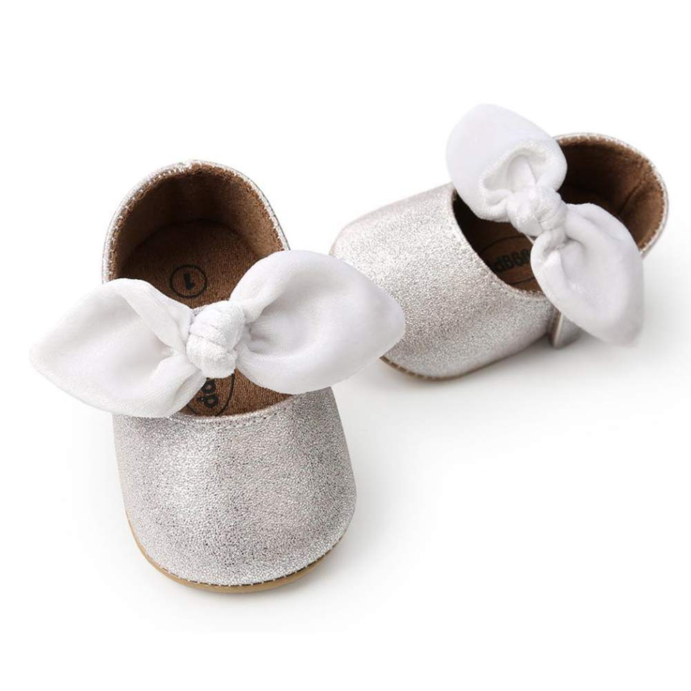 Anti-Slip Baby Girls Mary Jane Flats - Soft Rubber Sole Bow Dress Shoes for Toddlers | Perfect for Princess Costumes, Parties & Special Occasions
