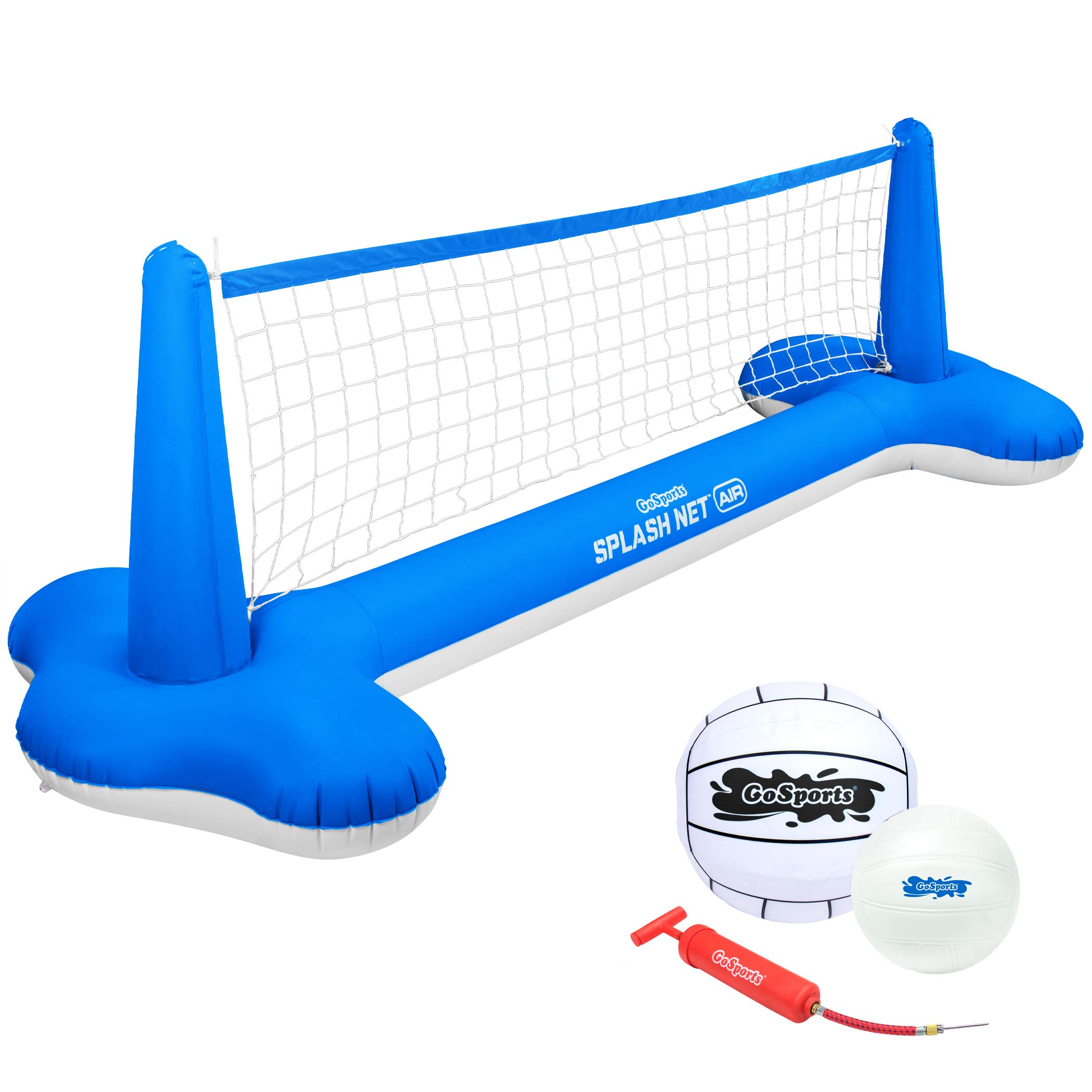 GoSports Splash Net Air Inflatable Pool Volleyball Set - Floating Water Volleyball Net with 2 Balls & Air Pump for Beach, Backyard & Pool Parties | Fun Outdoor Summer Games for Adults & Kids