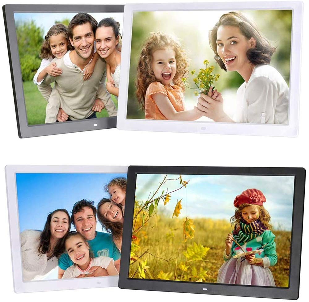 17-Inch Digital Photo Frame with 1440x900 Full HD LED Display - Music & Video Player, Alarm Clock, Calendar - Remote Control, USB/SD Card Support - Perfect for Home, Office & Gifts (Black)