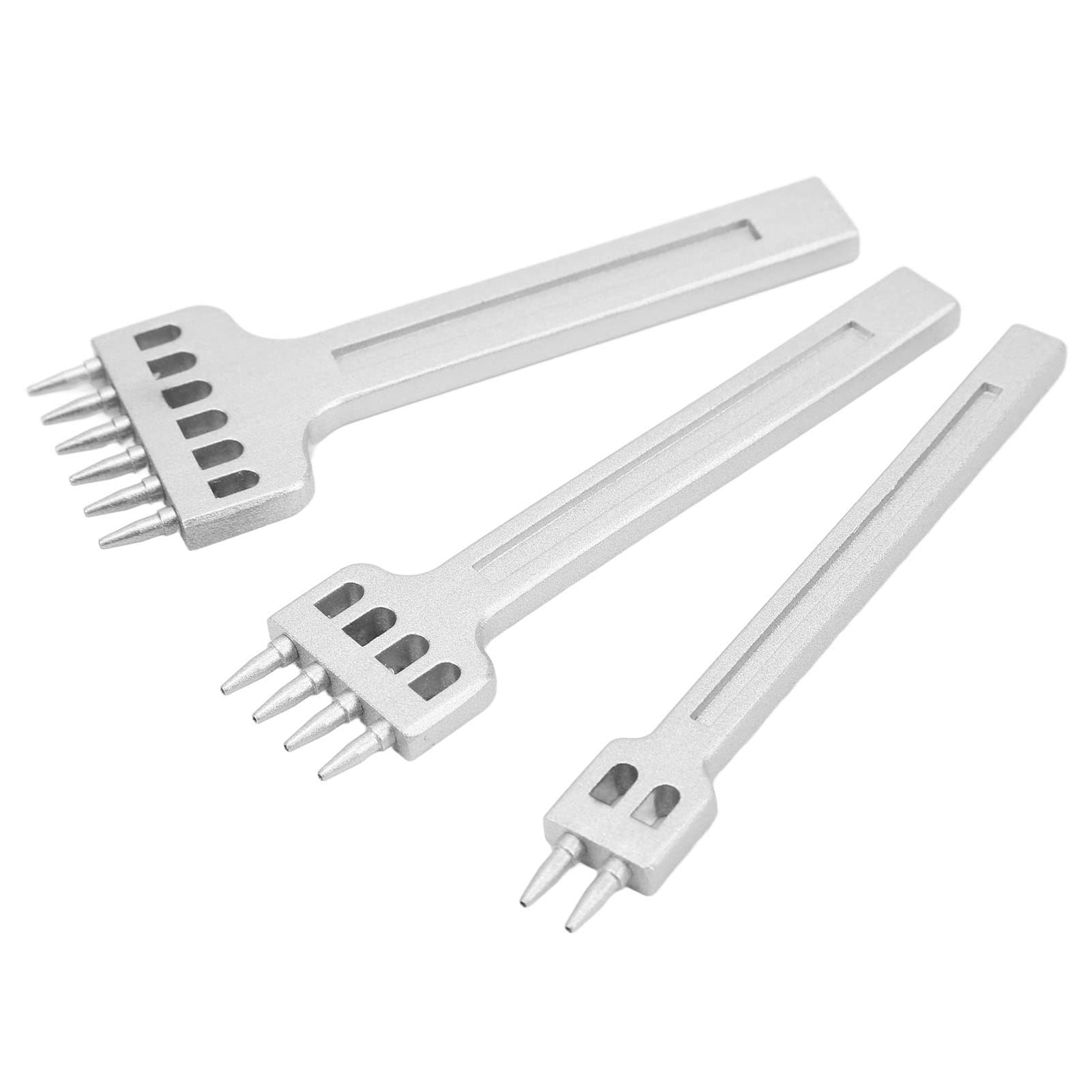2/4/6 Prong Leather Hole Punch Tool - 6mm Alloy Round Teeth Hole Puncher for Watch Bands, Belts & DIY Crafts - Durable & Precise Leather Crafting Tool (White) - Perfect for Watch Repair, Leatherworking & Handmade Accessories