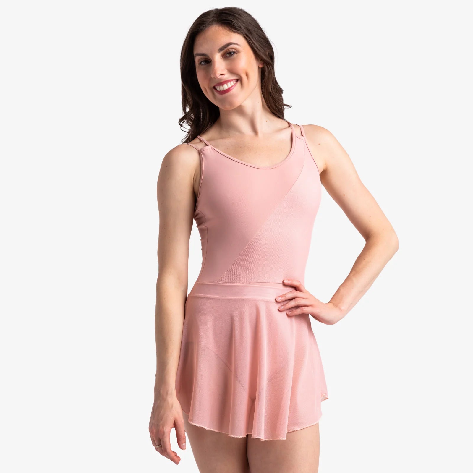 So Danca Adult Petal Pink Tiler Peck Maria Mesh Skirt - Ballet Dance Skirt for Women, Stretch Mesh Ballet Tutu for Dance Practice & Performance