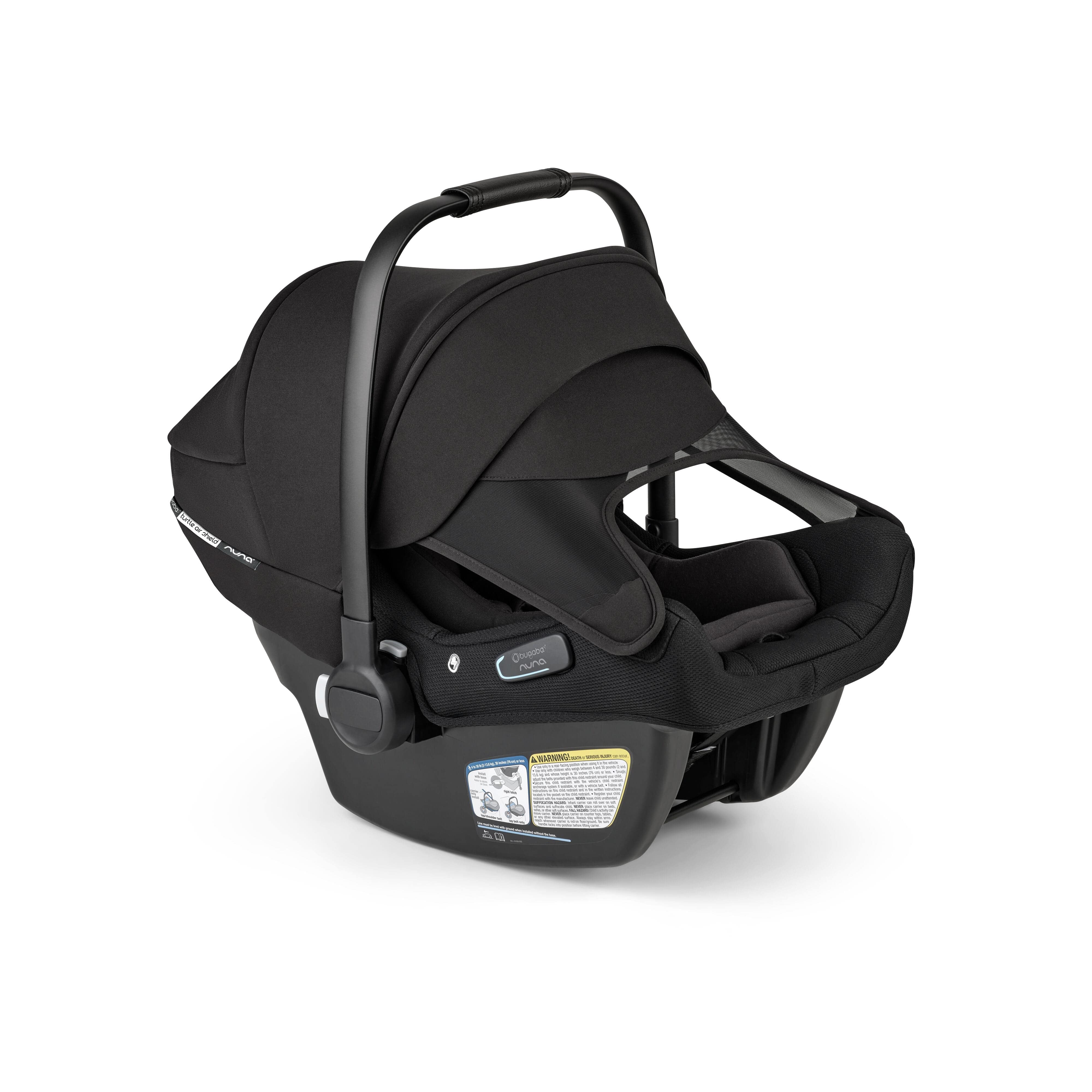 Nuna Bugaboo Turtle Air Shield Car Seat with Base - Black | Safe & Comfortable Infant Car Seat for Newborns | Perfect for Travel & Daily Commutes