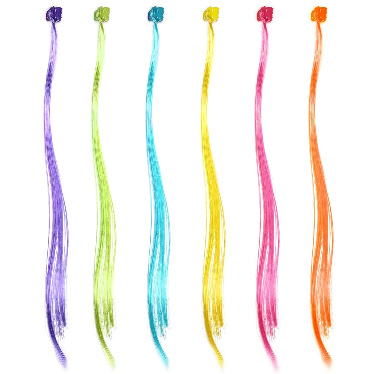 NYAMAH SALES 6-Piece Multicolor Synthetic Hair Extensions for Women & Kids - Soft Fake Hair for Styling, Cosplay & Fashion Accessories | Perfect for Parties, Halloween & Daily Wear