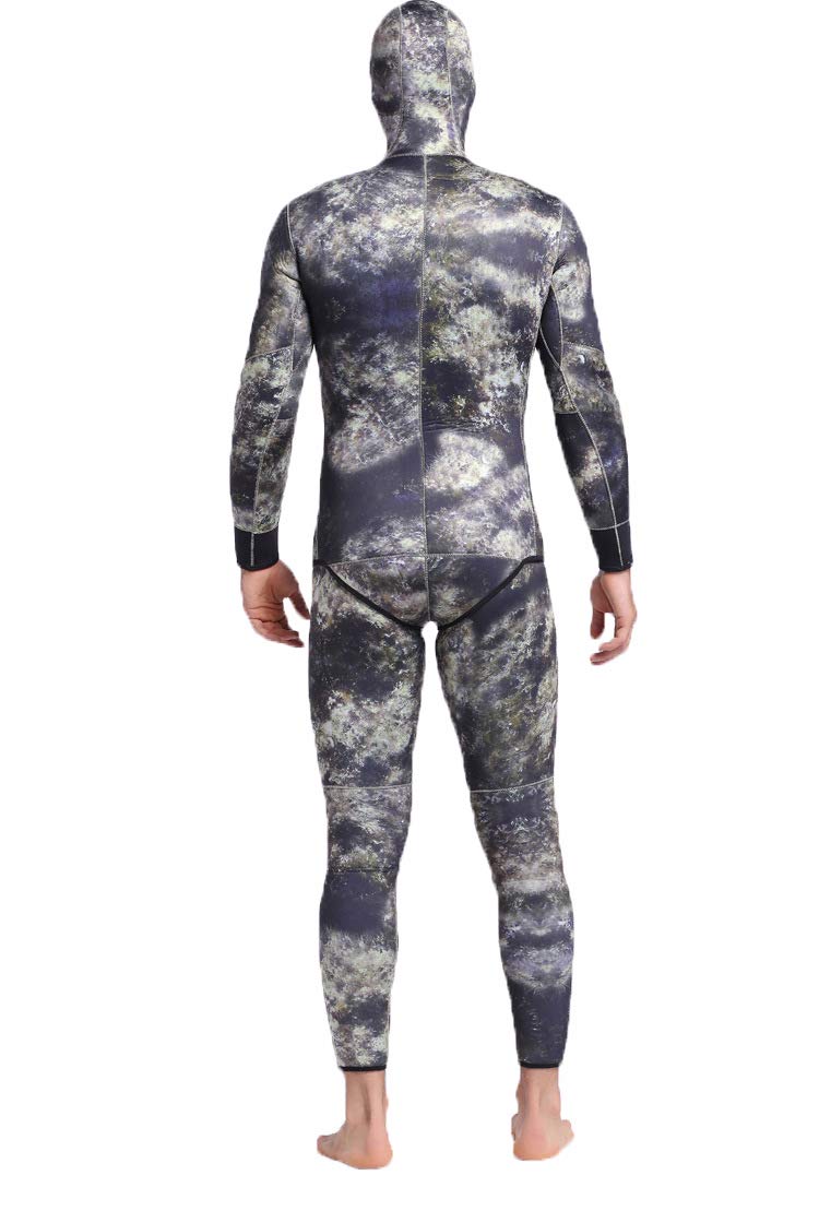 Premium 5mm Camouflage Neoprene Wetsuit for Men - Spearfishing, Scuba Diving & Snorkeling Gear - Warm & Durable Hooded Diving Suit for Ocean Adventures