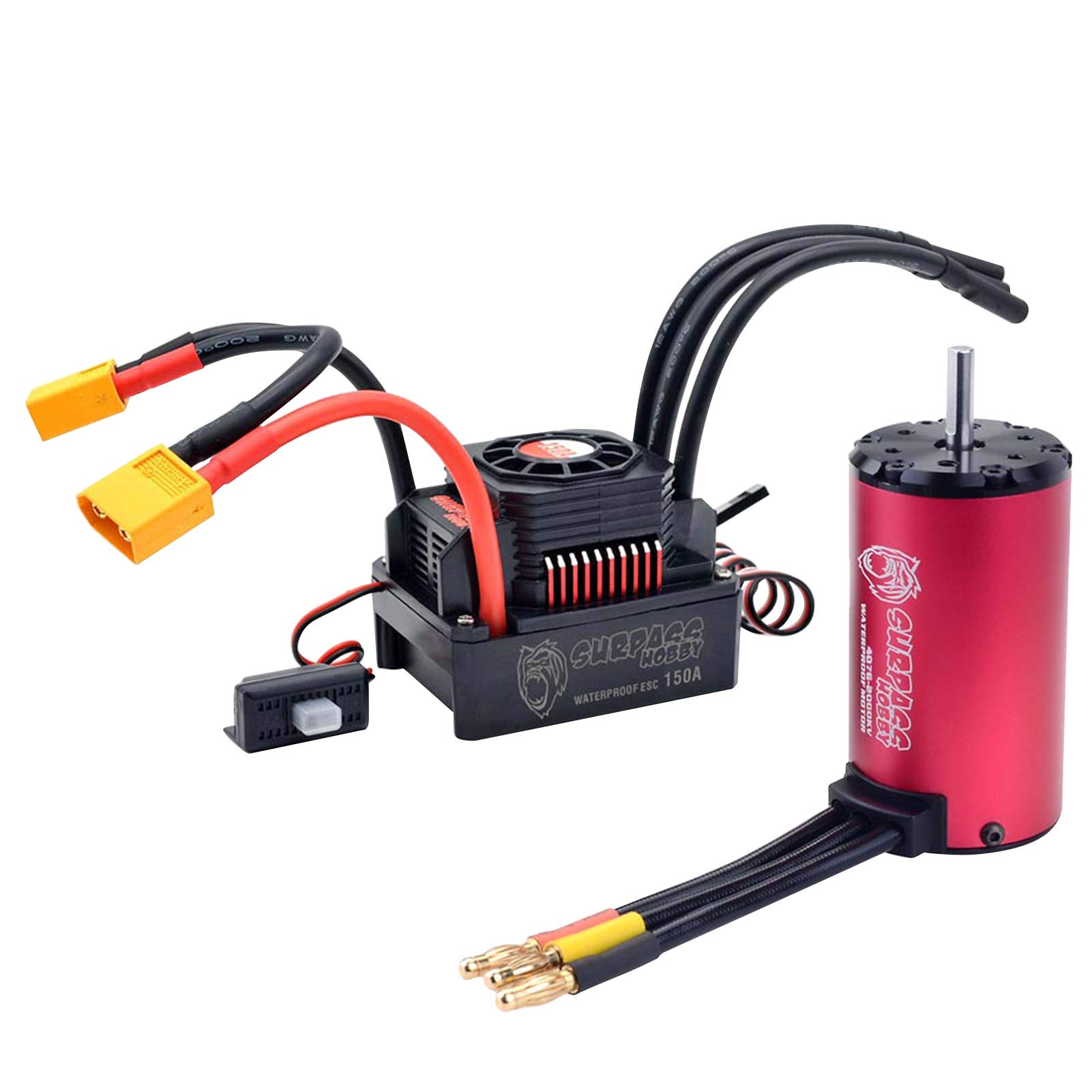 GoolRC 4076 2000KV Brushless Motor & 150A Waterproof ESC with BEC XT60 Plug for 1/8 RC Cars - High Performance Electric Speed Controller for Off-Road Racing and RC Car Upgrades