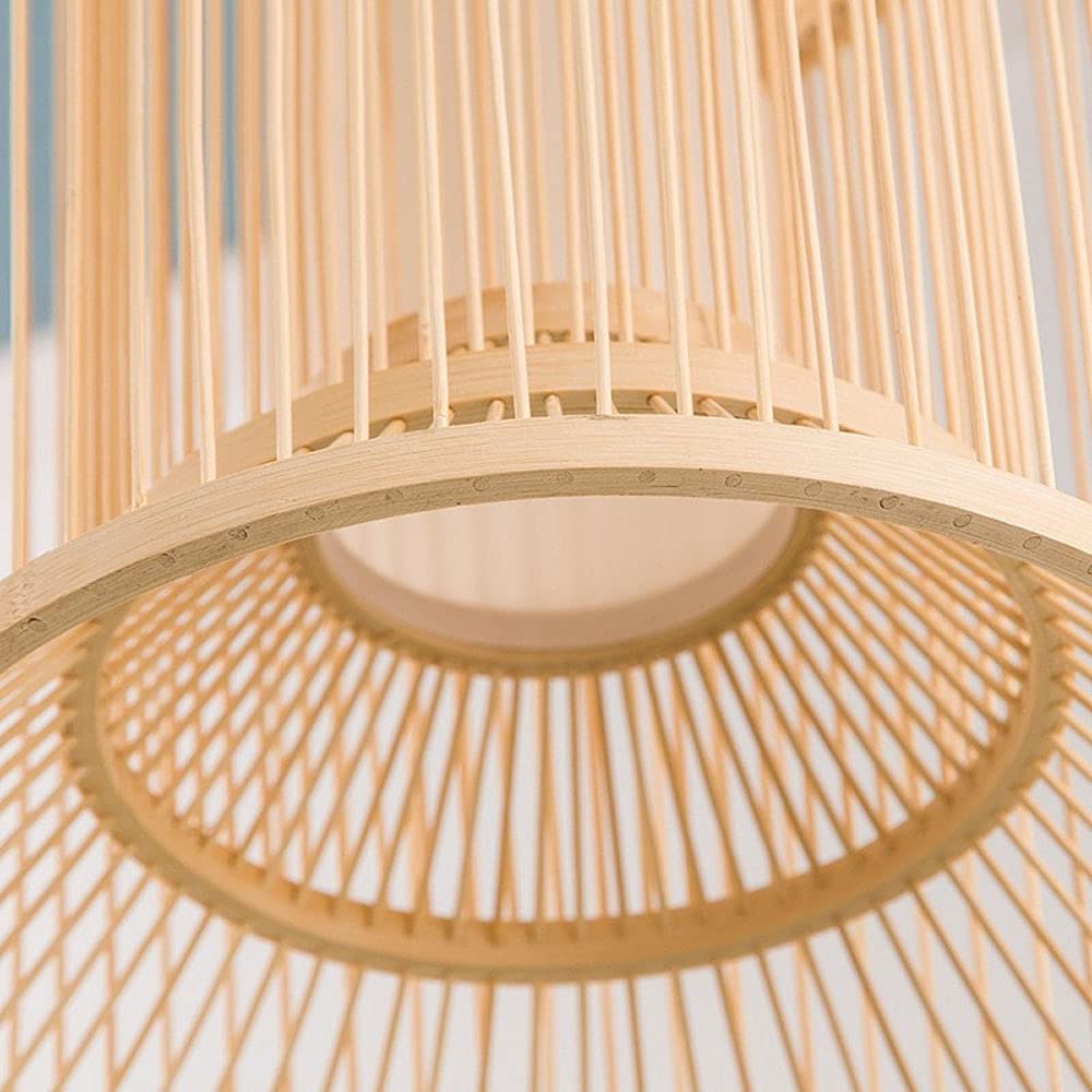 E27 Pedestal Ceiling Light Fixture - Bamboo Pendant Lamp & Rattan Woven Chandelier for Dining Room, Living Room & Tea Room - Perfect for Boho, Farmhouse & Coastal Home Decor