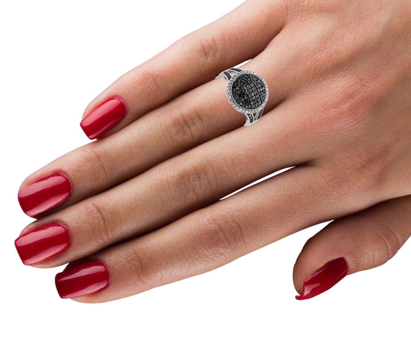 925 Sterling Silver 0.77ct Black & White Diamond Ring for Women | Elegant Wedding, Engagement & Anniversary Jewelry Gift | Diamond2Deal