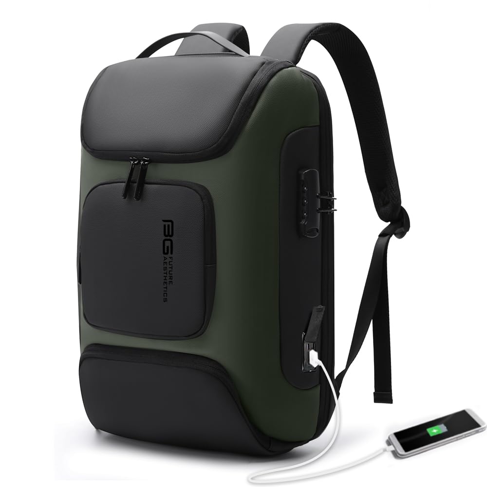 BANGE Anti-Theft Business Laptop Backpack with USB Charging Port - 15.6 Inch Water-Resistant Travel Backpack for Men & Women - Perfect for Office Commute, College, Business Trips & Airplane Carry-On