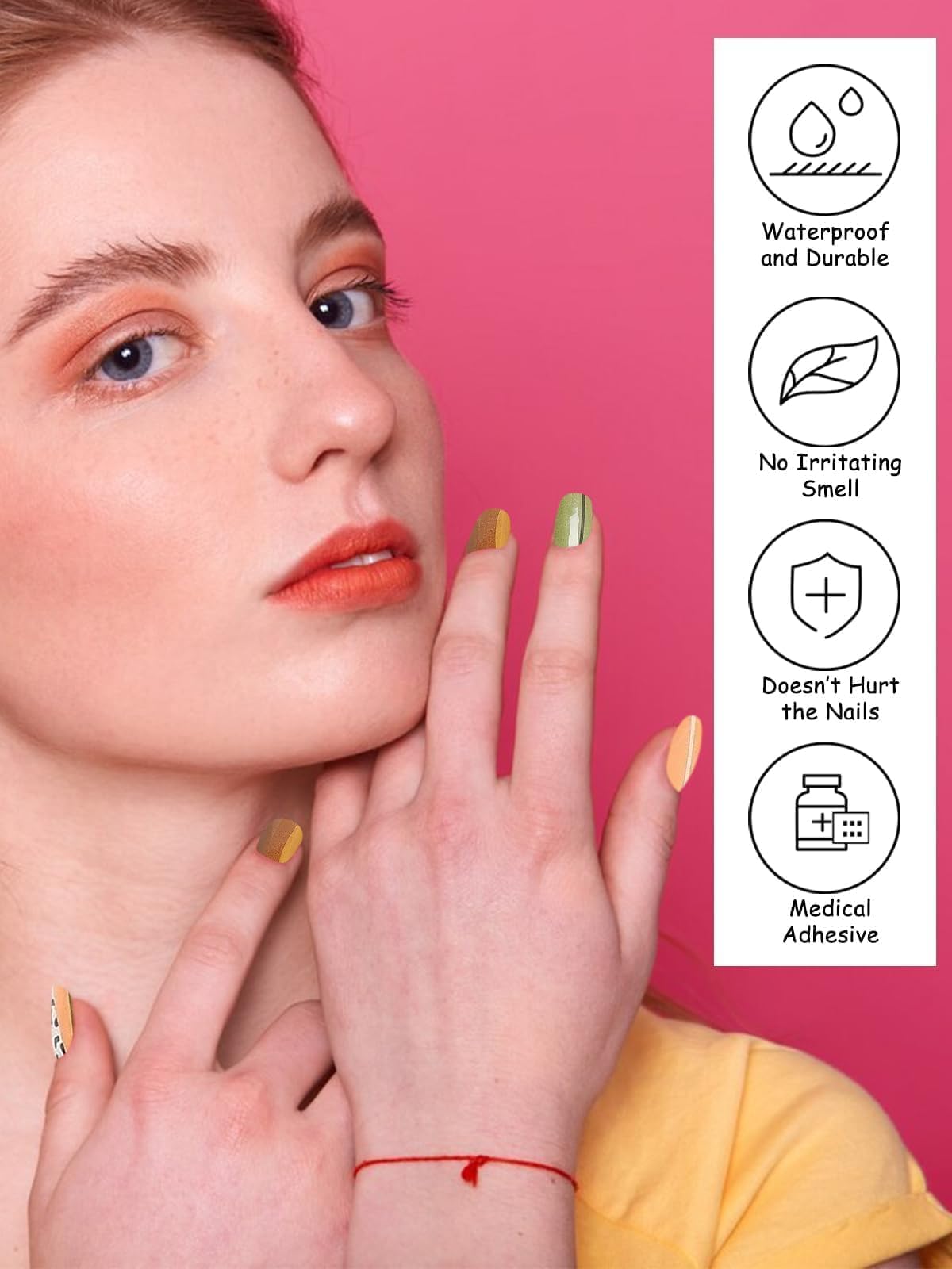 Kalolary Gel Nail Strips Kit - 24PCS Waterproof Nail Wraps with Nail Art Stickers, Scissors, Cuticle Pusher & Nail File - DIY Salon Quality Manicure at Home for Women & Girls - Perfect for Parties, Weddings & Daily Nail Care