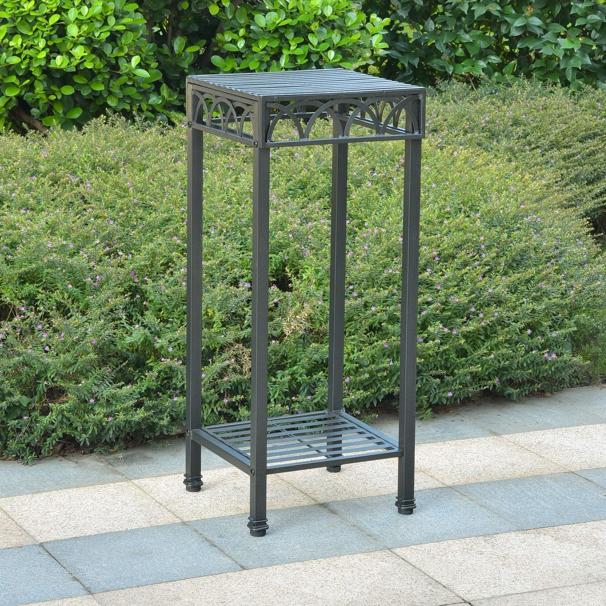 Segovia 2-Tier Iron Plant Stand for Indoor & Outdoor Use - Decorative Flower Pot Holder for Patio, Garden, Balcony & Home Decor