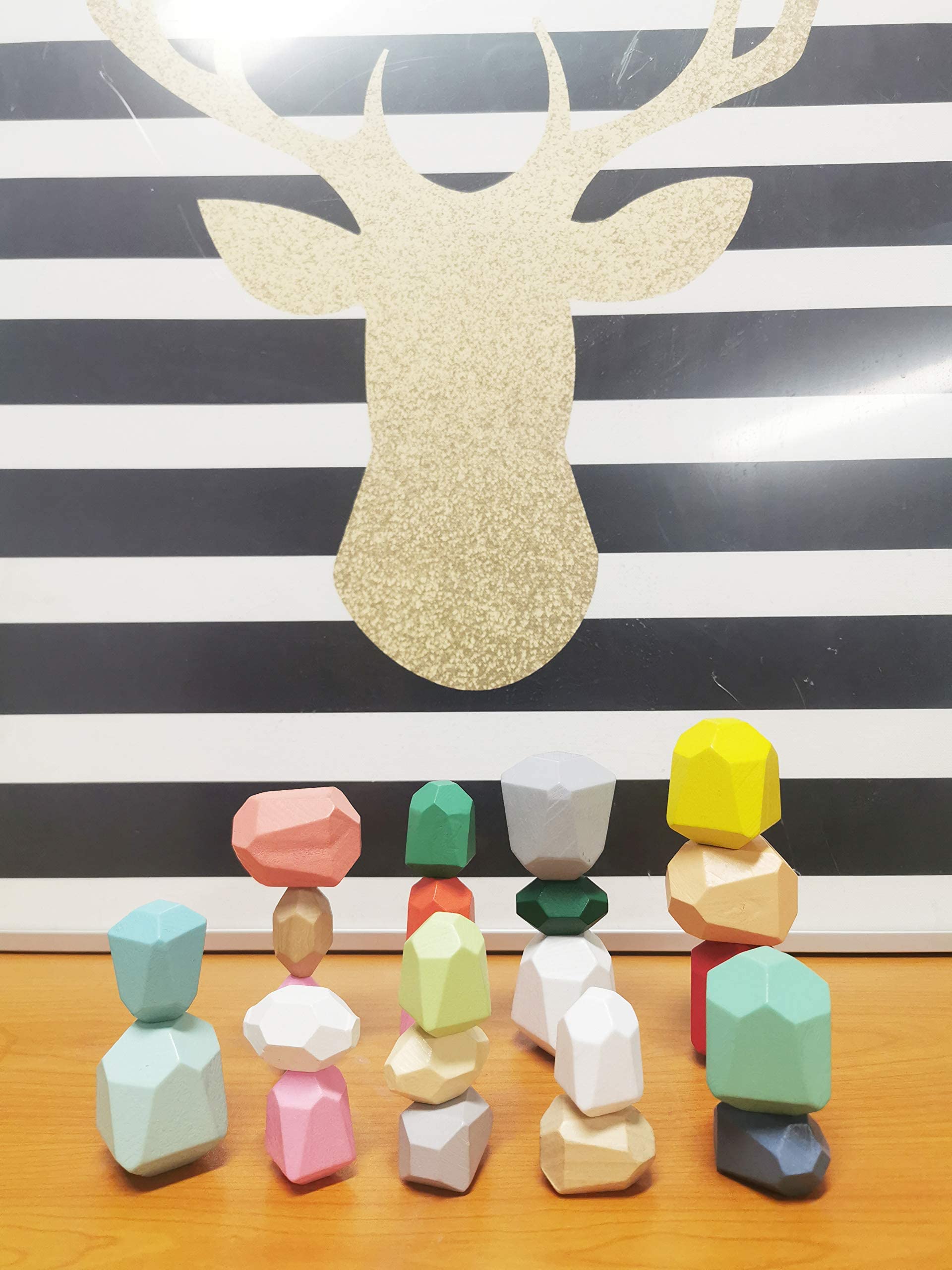 Wooden Stacking Stones Game - 22PCS Colorful Wooden Balancing Blocks, Educational Stacking Building Toys for Kids Ages 3-5 | Perfect for Preschool Learning, Family Game Night & Montessori Classroom Activities