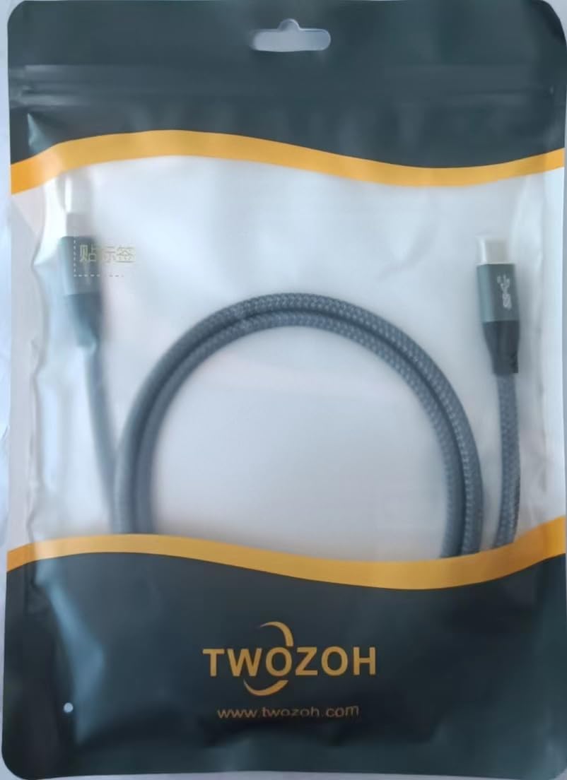 Twozoh USB C to USB C Cable 3.2 Gen 2 (20Gbps, 100W PD Fast Charging, 4K Video) 1M Gray - Compatible with MacBook Pro, iPad Pro, Galaxy S23 & More for Fast Charging & HD Video Transfer