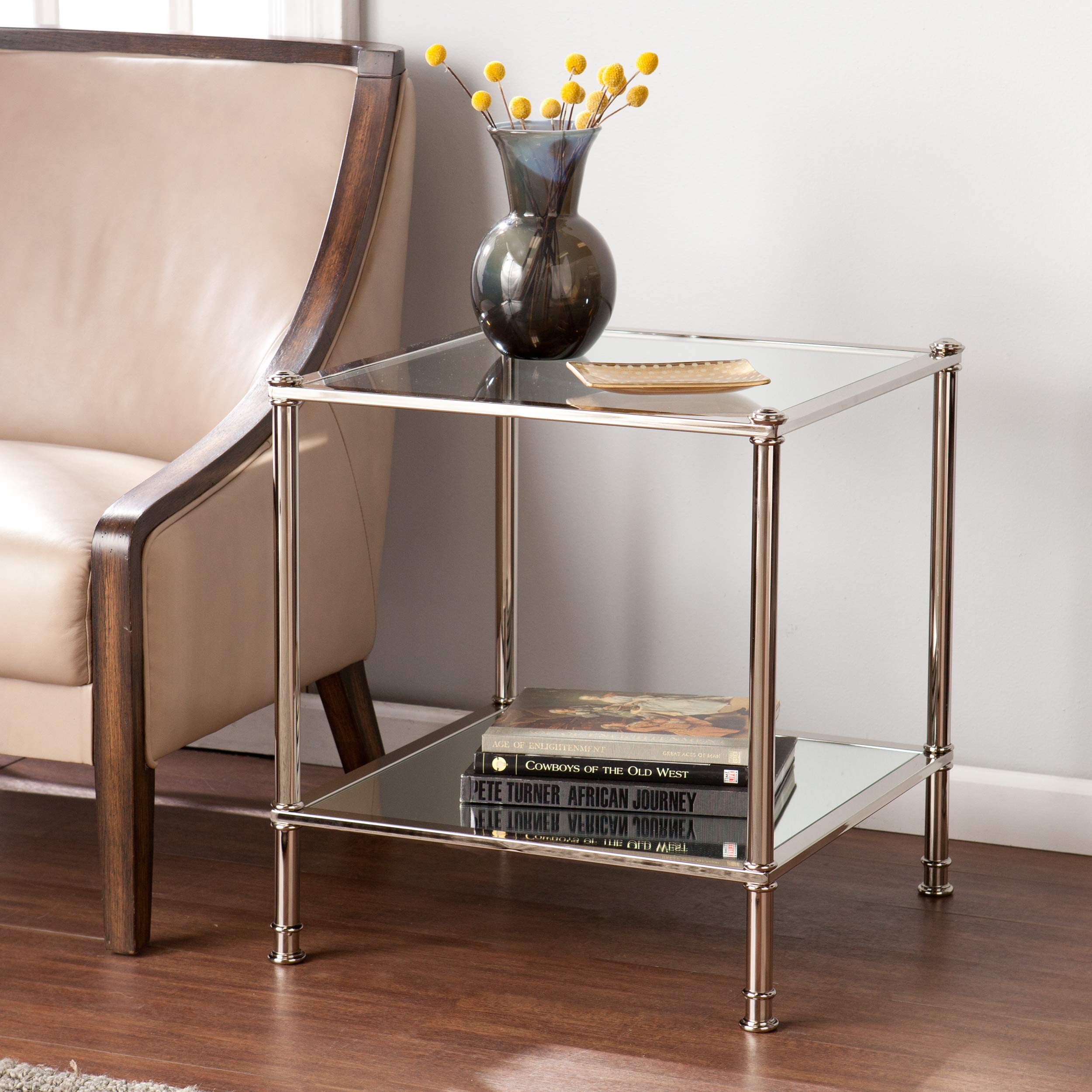 SEI Furniture Paschall End Table - Metallic Silver Finish - Modern Side Table for Living Room, Bedroom & Office - Stylish Accent Table with Durable Metal Frame