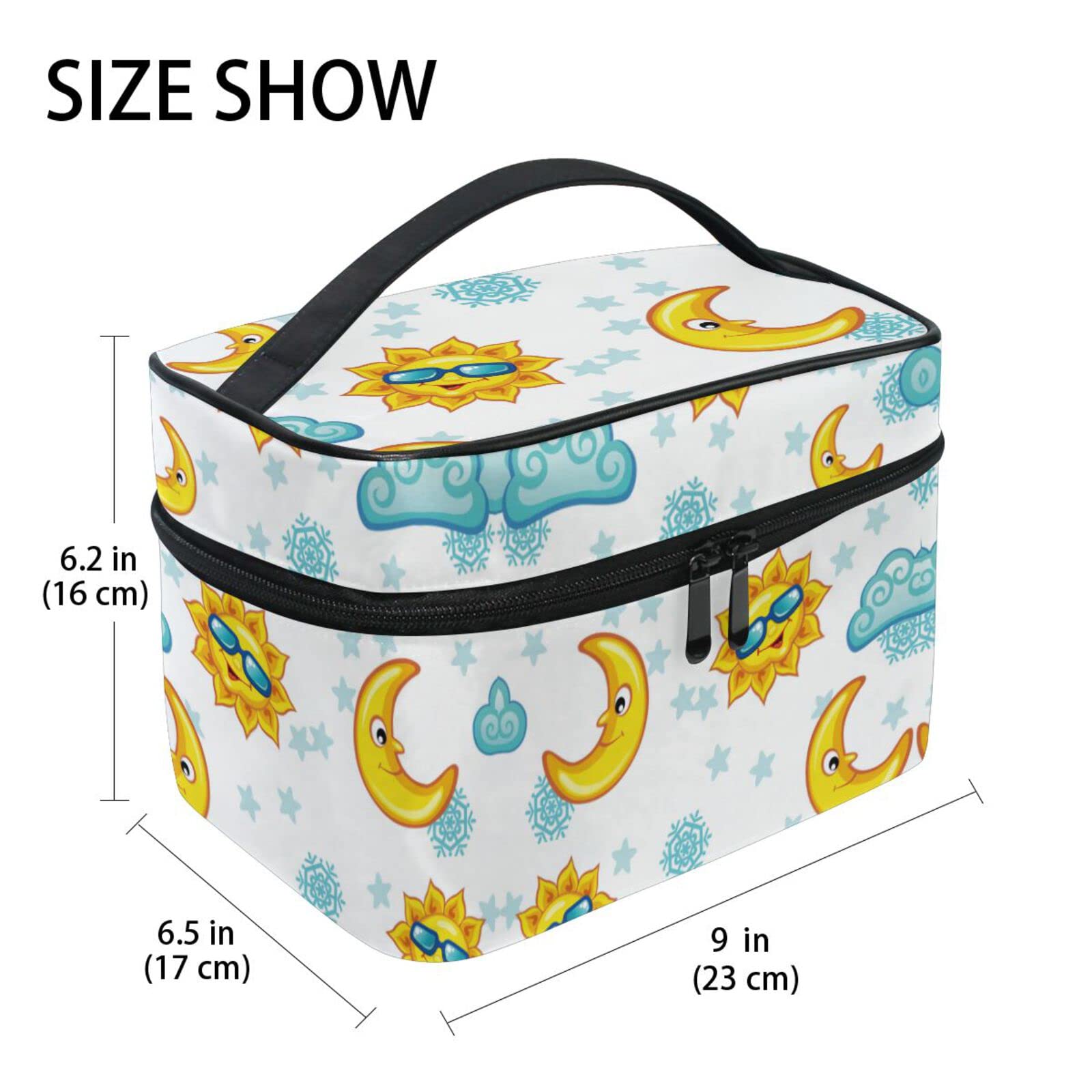Starry Sky Sun Moon Cartoon Makeup Bag - Cute Cosmetic Organizer with Zipper for Women & Girls | Perfect for Travel, Gym, and Daily Toiletry Storage