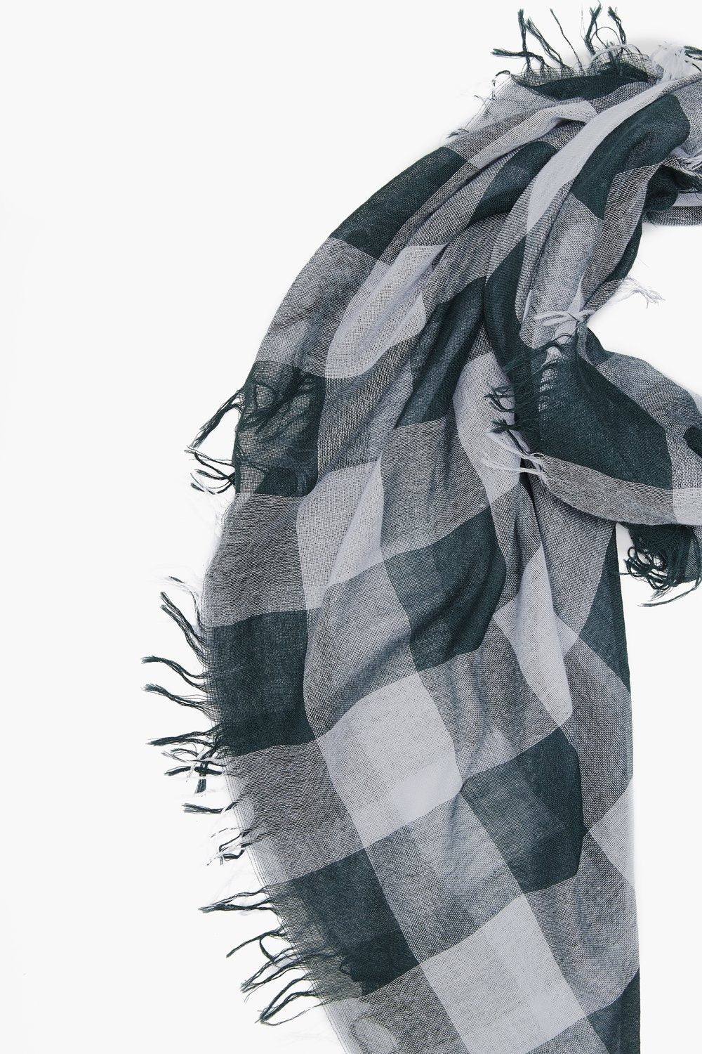 Luxury Cashmere Silk Scarf - Slate Green Gingham Pattern - Perfect for Winter Fashion & Gift Giving
