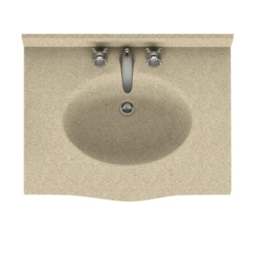 Swan EV02237.122 Europa Solid Surface Single-Bowl Vanity Top, 37x22x6.875 Inches, Prairie Finish – Perfect for Modern Bathroom Renovations