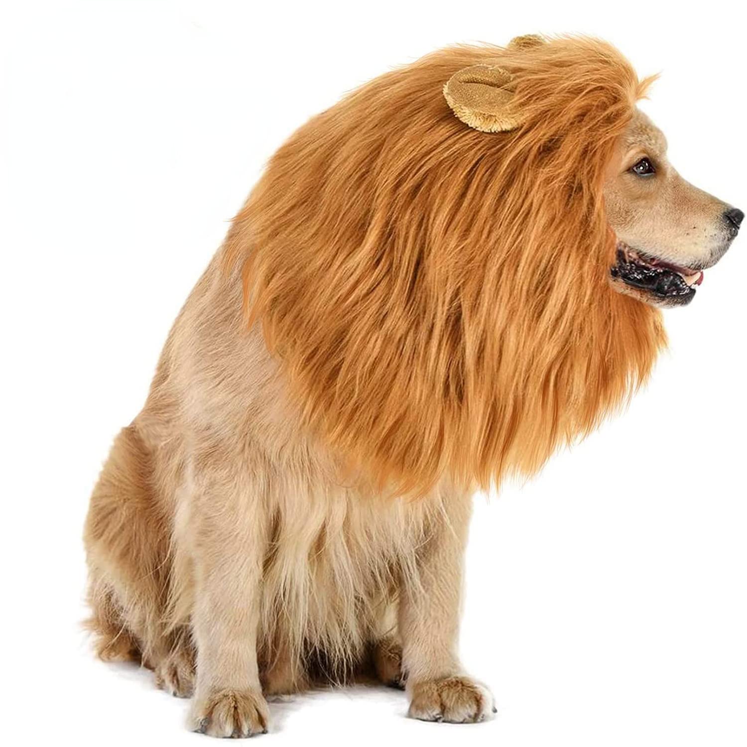 Realistic Lion Mane Wig for Medium & Large Dogs - Funny Halloween Pet Costume (Large, Light Brown) | Perfect for Halloween Parties, Pet Parades & Photo Shoots
