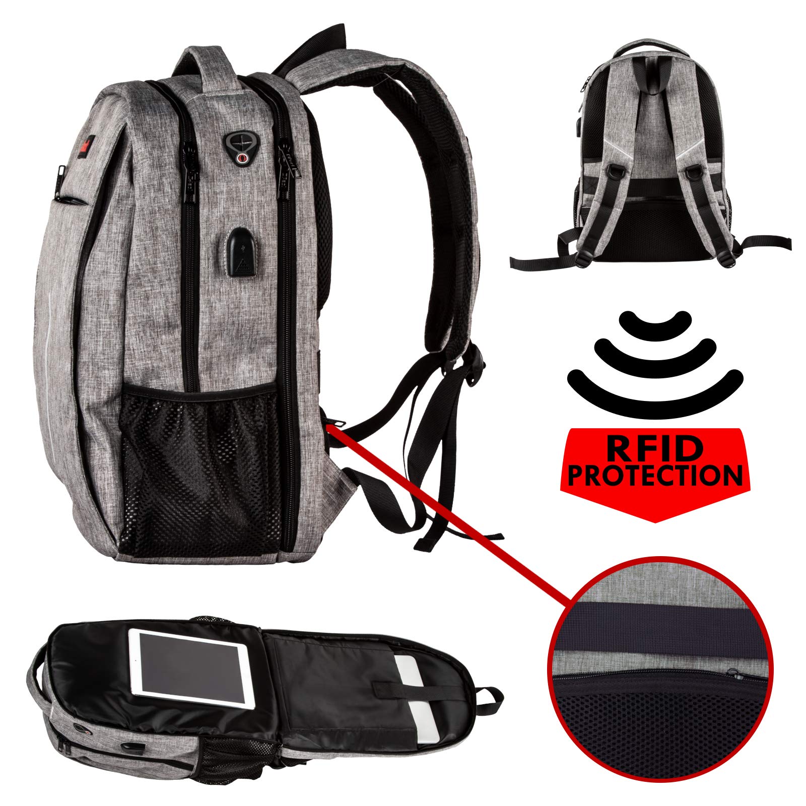 Anti-Theft Travel Laptop Backpack for Business & College - Slim 15.6 Inch Laptop Bag with RFID Blocking Pockets, USB Charging Port & Water Resistant Design - Perfect for Commuting, Work & School
