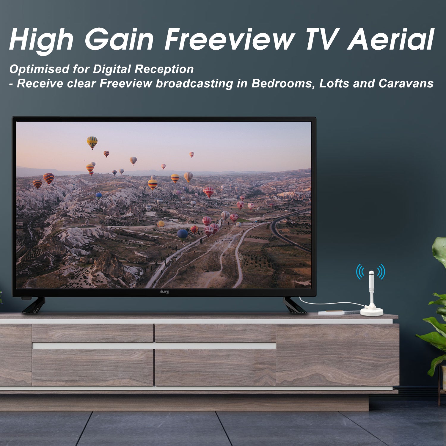 High Gain Portable Freeview TV Aerial DAB FM Antenna for Caravan, Motorhome & RV - August DTA240 [Refurbished] - Perfect for Road Trips, Camping & Outdoor Adventures