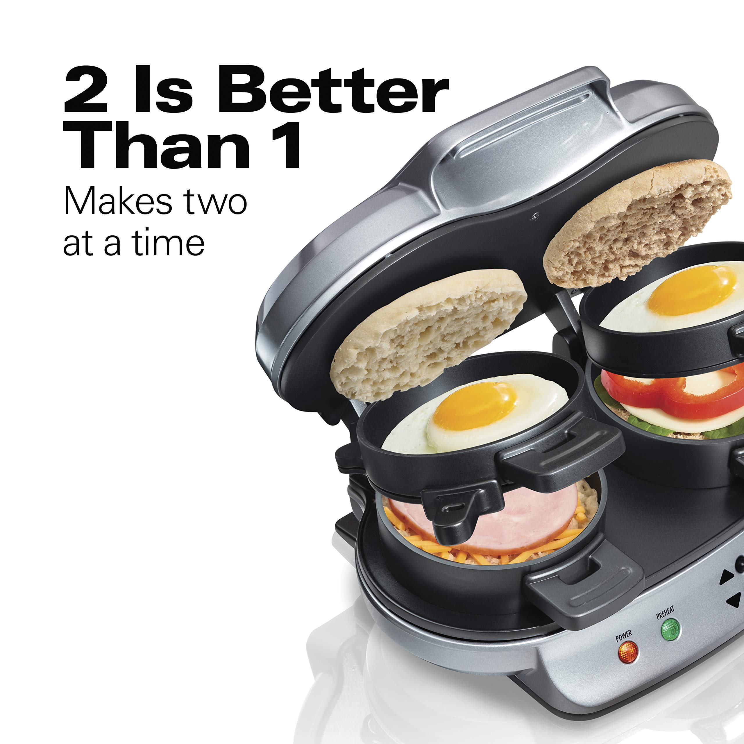 Hamilton Beach Panini Press & Sandwich Maker - Electric Indoor Grill (25410) & Dual Breakfast Sandwich Maker (25490A) - Perfect for Quick Meals, Paninis, Grilled Cheese, and Breakfast Sandwiches at Home or Office