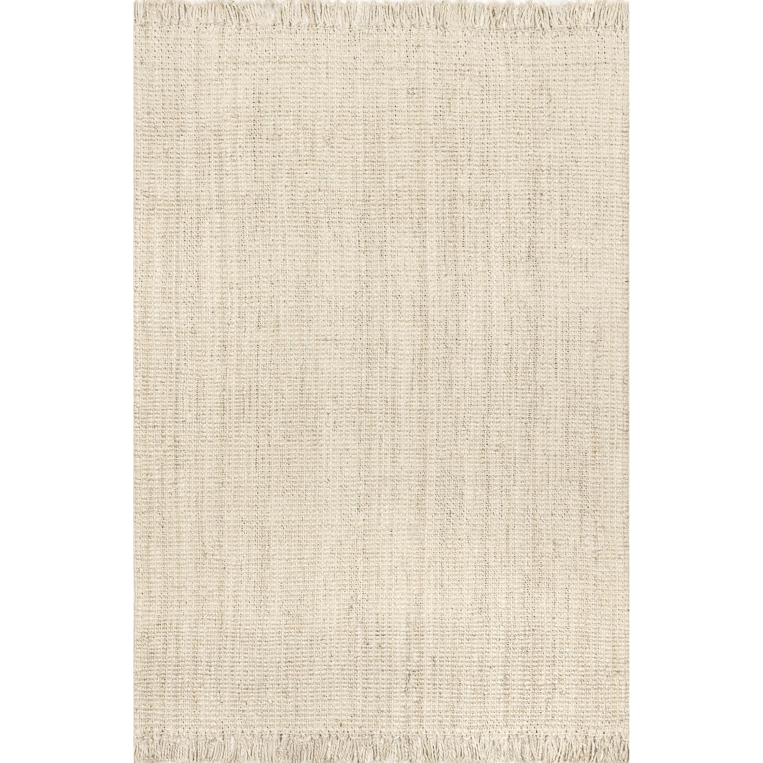 nuLOOM 6'x6' Square Daniela Jute Tassel Handwoven Area Rug - Off White Farmhouse Chunky Weave Natural Fiber Rug for Bedroom, Living Room, Dining Room, Office, Hallway & Entryway | Boho Home Decor, Cozy Floor Covering