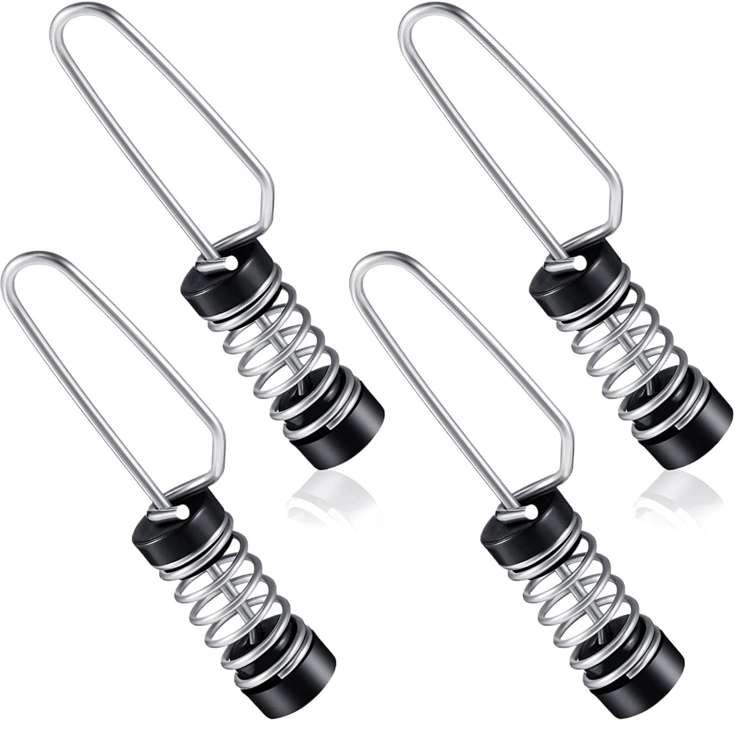 4-Piece Stainless Steel Fishing Flag Clips - Marine Grade Boat Flag Halyard Clips for Outriggers, Antennas & Flagpole Ropes | Durable Saltwater-Resistant Flag Fasteners for Boats, Yachts & Outdoor Decor | Perfect for Fishing, Sailing & Nautical Themed Events
