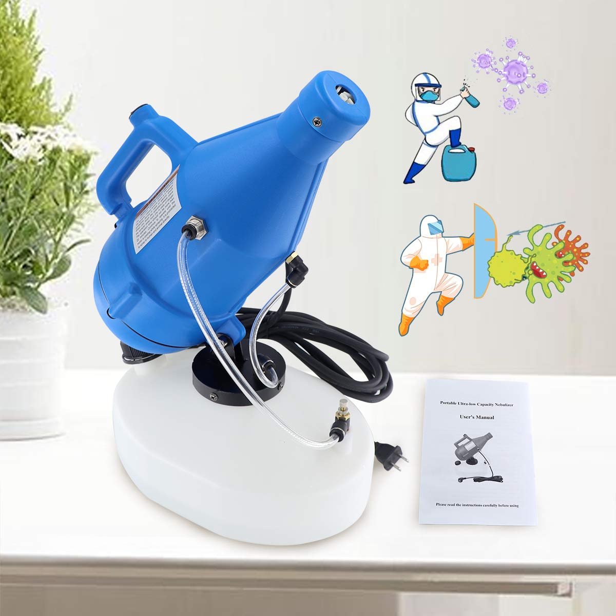 1.2 Gallon (4.5L) 1400W Electric ULV Handheld Fogger Sprayer Machine - 30ft Spraying Distance Portable Fogging Atomizer for Disinfection, Pest Control - Ideal for Home, Outdoor, Hotel, Office & School Use (110V)