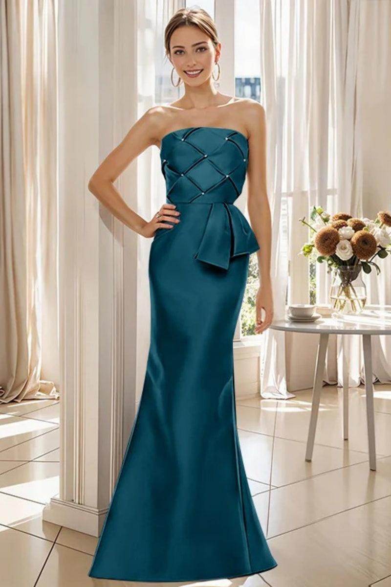 Elegant Mermaid Strapless Sleeveless Floor Length Mother of the Bride Dress CM0371 - Perfect for Weddings, Proms & Formal Evening Events