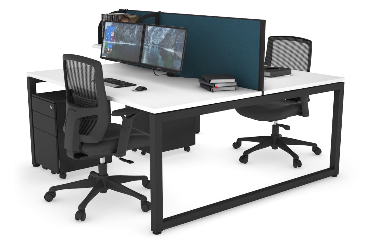 Quadro Loop Legs 2 Person Office Workstation - 1600L x 800W with Cable Management - Modern Shared Desk for Collaborative Workspaces & Home Offices