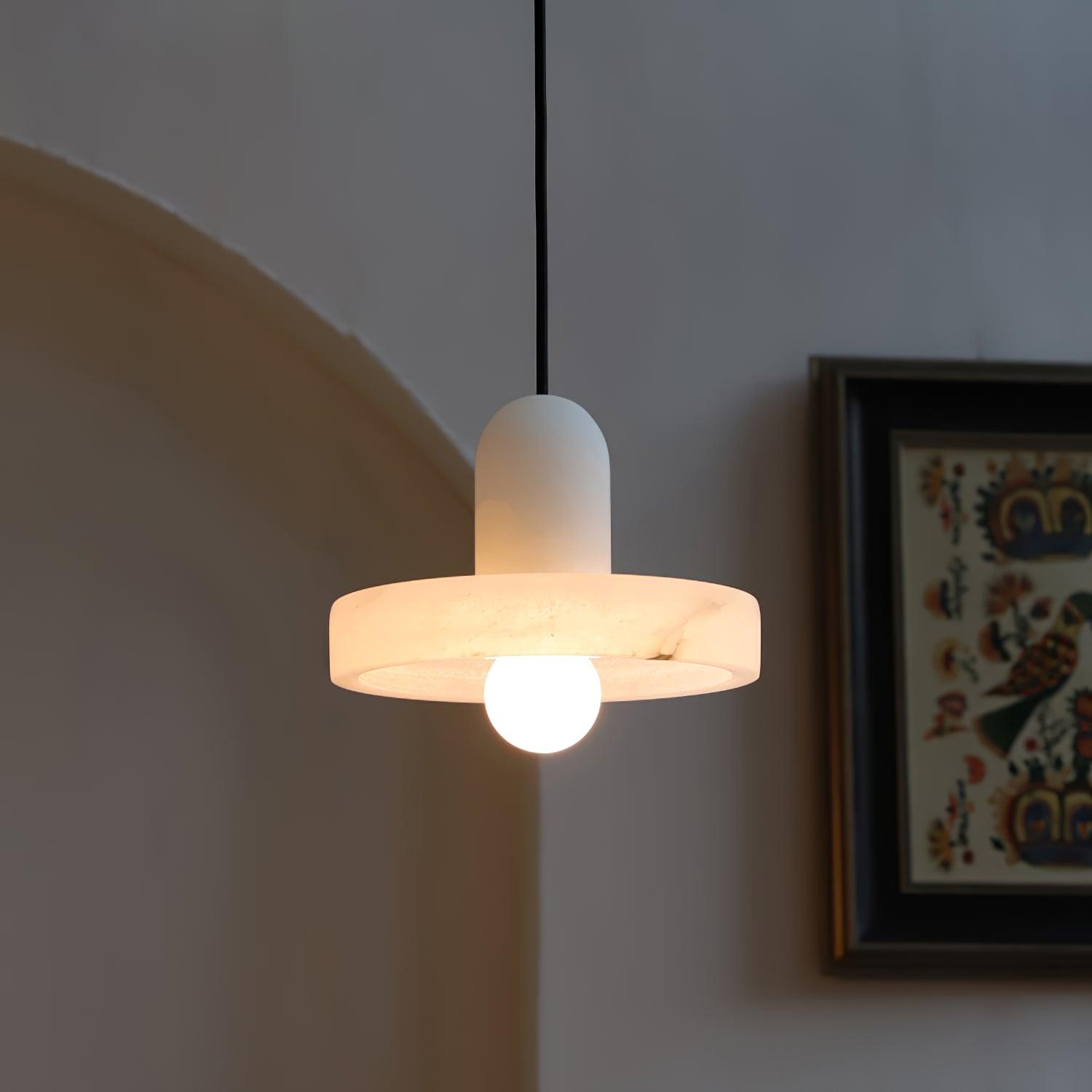 Elegant Carrara Marble Pendant Lamp - Modern Glass Hanging Light Fixture for Kitchen Island, Dining Room & Bedroom Decor