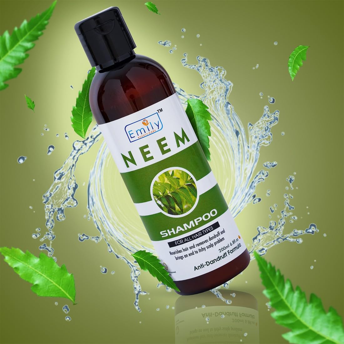 Emily Natural Anti-Dandruff Neem Shampoo for Dry Scalp & Itchy Hair - 6.76 fl oz (200ml) - Sulfate-Free & Organic Ingredients - Perfect for Daily Hair Care & Scalp Soothing