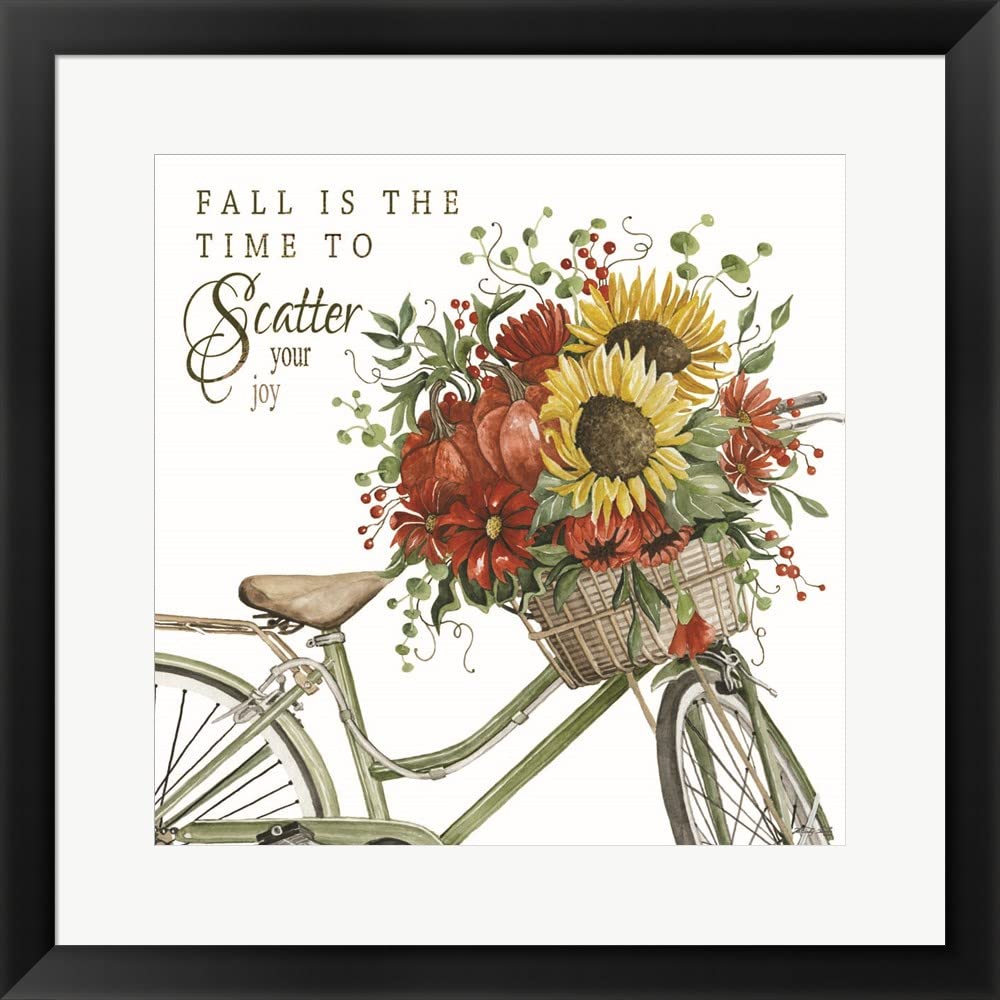 Fall is The Time to Scatter Your Joy by Cindy Jacobs - Framed Art Print Wall Decor, Black Wood Frame, 23x23 Inches - Perfect for Living Room, Bedroom & Office Decor