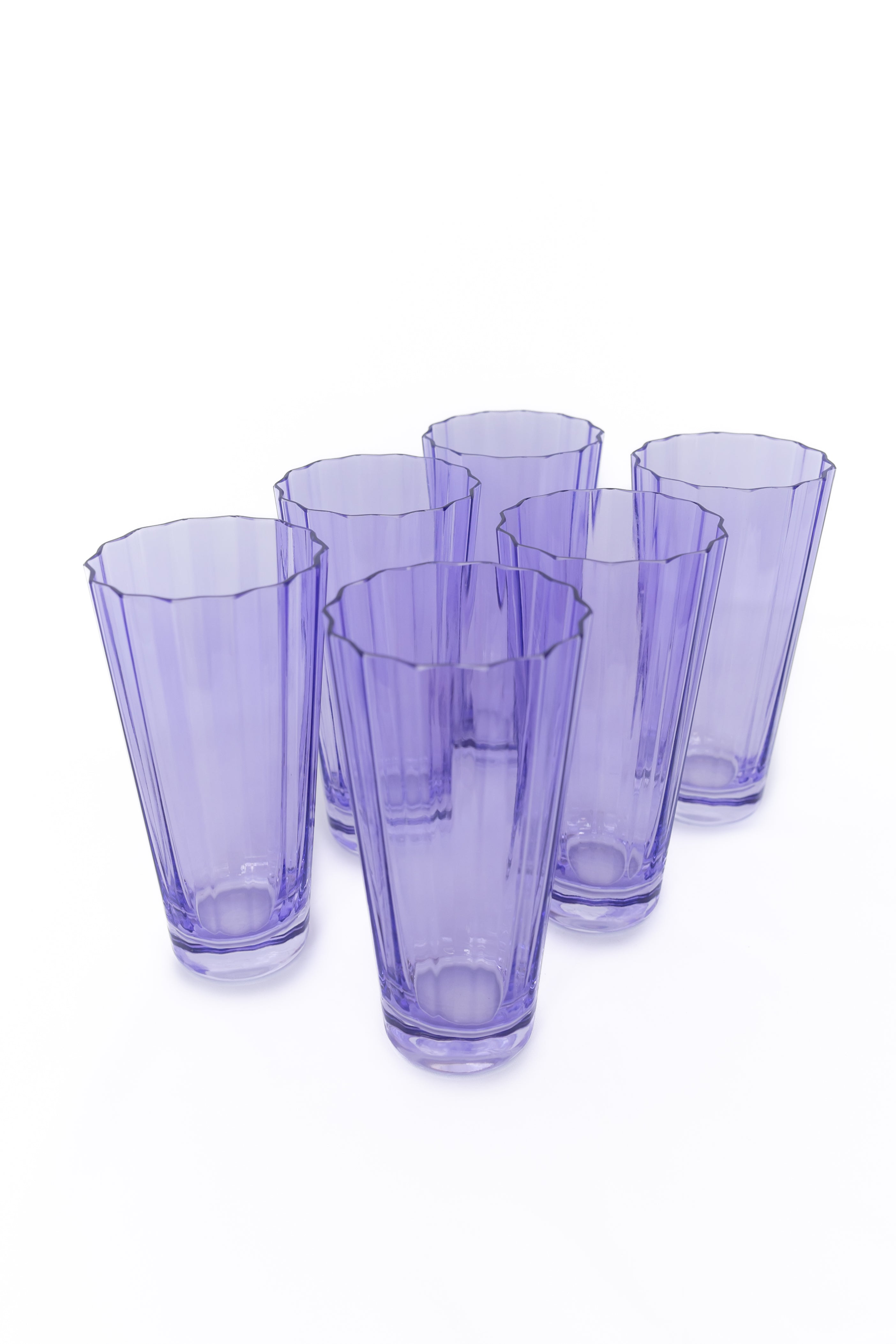 Estelle Colored Sunday Highball Glasses Set of 6 - Elegant Lavender Drinking Glasses for Cocktails, Juice & Iced Tea - Perfect for Home Bar, Dinner Parties & Summer Entertaining