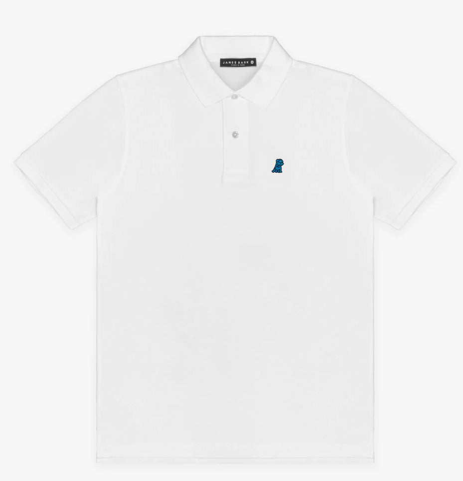 James Bark Men's White & Light Blue Regular Fit Polo Shirt - Classic Casual Wear for Work, Golf & Everyday Comfort